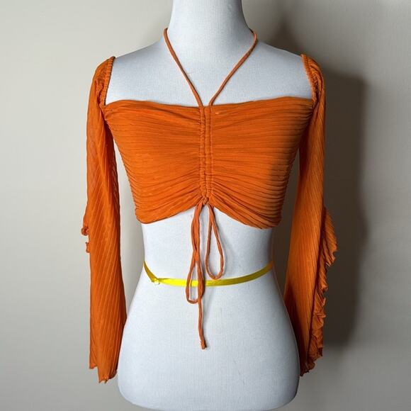 Zara Orange Off Shoulder Crop Top - Picture 2 of 9